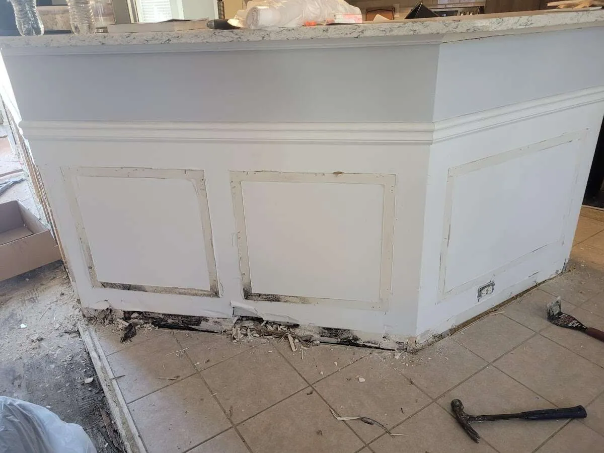 Water damage and mold on kitchen during Storm Damage Restoration in Rexburg